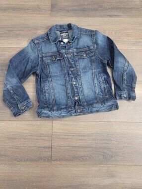 OshKosh B'Gosh Denim Classic 100% Kid Blue Jean Snap Button Down Jacket Size 8